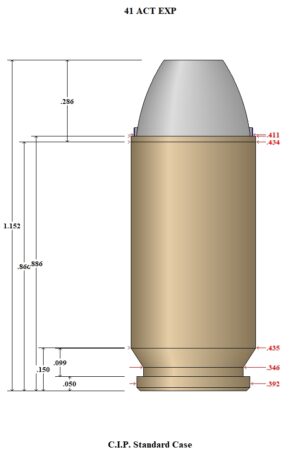 41 Action Express chamber reamer and headspace gauge tooling for pistol barrel chambering